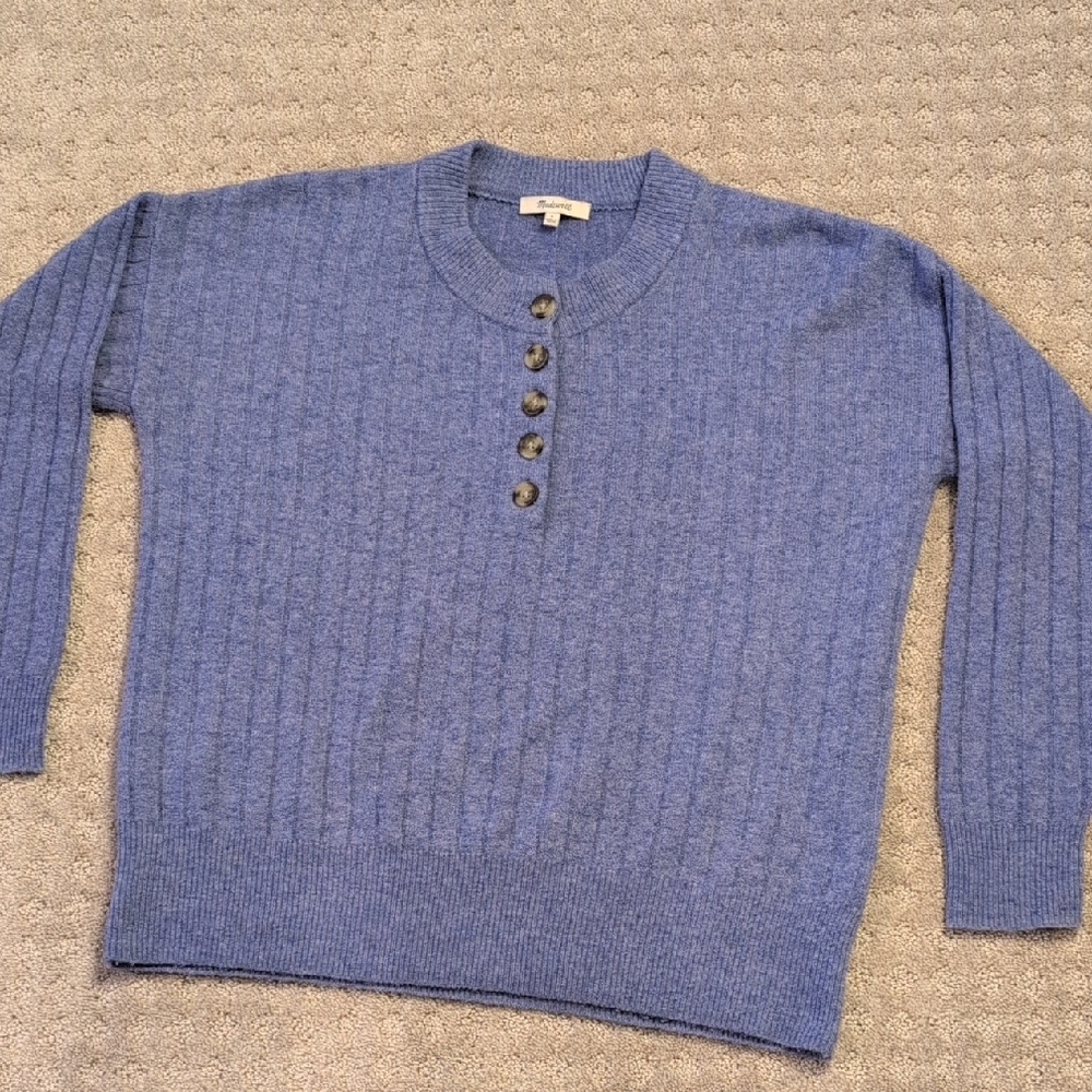Madewell Bowden Henley Sweater Heathered Sky Alpaca & Merino Wool